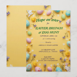 Yellow colorful  Easter BRUNCH & HUNT Kaart