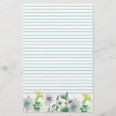 Yellow Columbine Waterverf Wildflowers Lined Briefpapier (Voorkant)