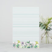 Yellow Columbine Waterverf Wildflowers Lined Briefpapier (Staand voorkant)