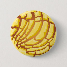 Yellow Concha Pan Dulce Mexican Bread Graphic Ronde Button 5,7 Cm