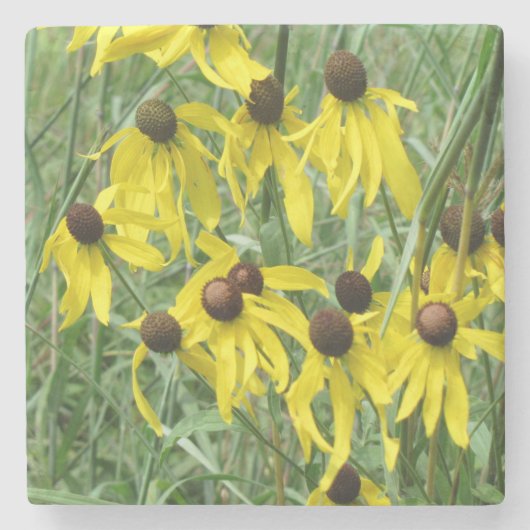 Yellow Coneflowers Stenen Onderzetter (Voorkant)