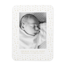 Yellow Confetti Baby Birth Announcement Photo Card Magneet