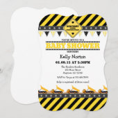 Yellow Construction Baby shower Invitation Kaart (Voorkant / Achterkant)