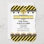 Yellow Construction Baby shower Invitation Kaart (Voorkant)