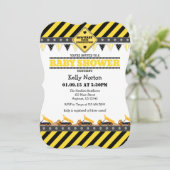 Yellow Construction Baby shower Invitation Kaart (Staand voorkant)