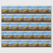 Yellow Construction Excavator Cadeaupapier (Vlak)