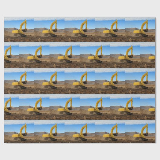 Yellow Construction Excavator Cadeaupapier (Vlak)