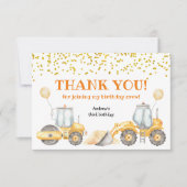 Yellow Construction Truck Birthday Hartelijk dank Bedankkaart (Voorkant)