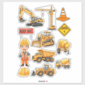 Yellow Construction Truck Builder Vinyl Sticker (Vel)