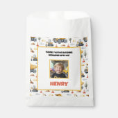 Yellow Construction Trucks Boy Birthday Thank You Bedankzakje (Voorkant)