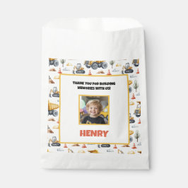 Yellow Construction Trucks Boy Birthday Thank You  Bedankzakje