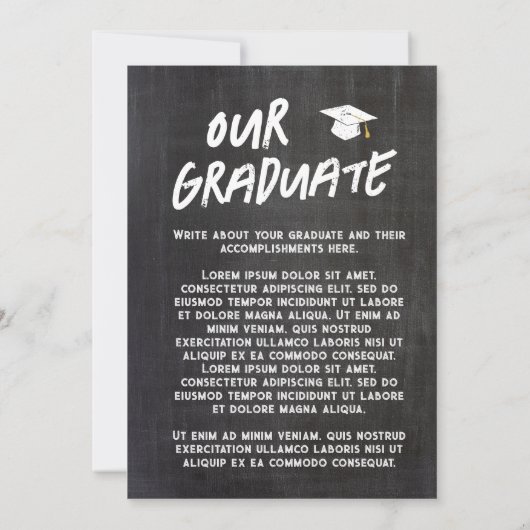 Yellow Cool Chalkboard Afstuderen Foto Aankondiging (Achterkant)