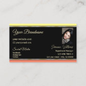 Yellow Coral Borders op zwart met Logo en foto Visitekaartje (Achterkant)