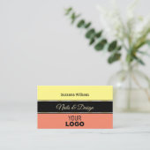 Yellow Coral Borders op zwart met Logo en foto Visitekaartje (Staand voorkant)