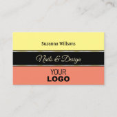Yellow Coral Borders op zwart met Logo Stijlvol Visitekaartje (Voorkant)