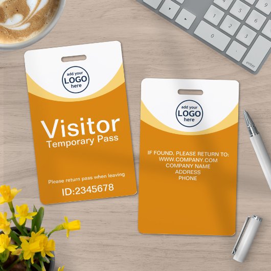 Yellow Corporate Visitor Pass ID Aangepaste Logo Badge