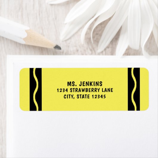 Yellow Crayon School Leraar Etiket (Insitu)