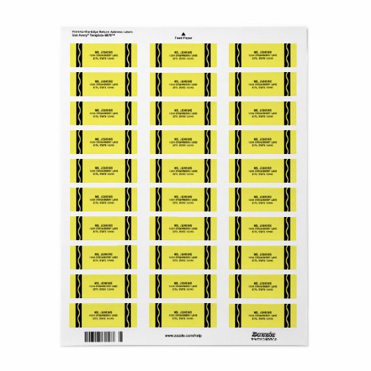 Yellow Crayon School Leraar Etiket (Full Sheet)