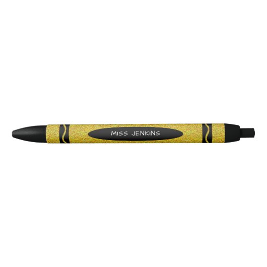 Yellow Crayon Teacher Zwarte Inkt Pen (Voorkant)