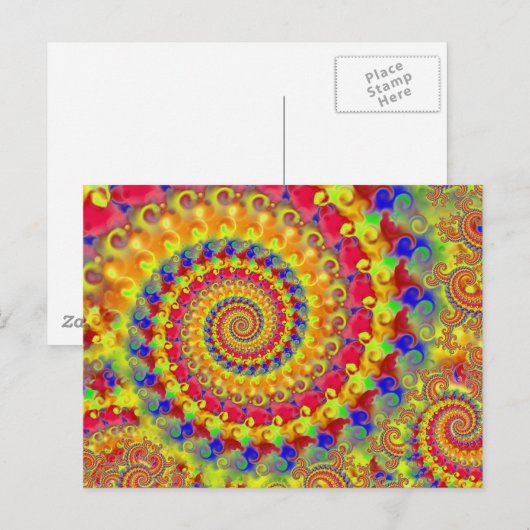 Yellow Crazy Fractal Briefkaart (Voorkant / Achterkant)