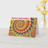 Yellow Crazy Fractal Verjaardag Kaart (Gele Bloem)