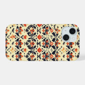 Yellow Cream Folk Pattern iPhone 15 Case (Achterkant horizontaal)
