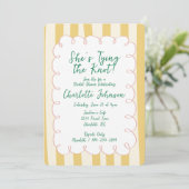 Yellow Cream Striped She's Tying the Knot Bridal Kaart (Staand voorkant)