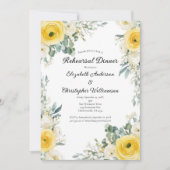 Yellow Cream Watercolor Florals Rehearsal Dinner Kaart (Voorkant)