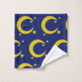 Yellow Crescent Moon Blue Night Sky Star Astronomi Bad Handdoek (Wasdoekje)