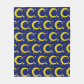 Yellow Crescent Moon Blue Night Sky Star Astronomi Fleece Deken (Voorkant)