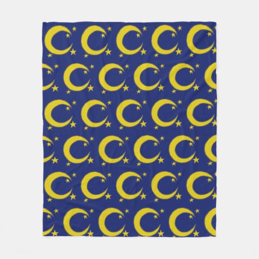 Yellow Crescent Moon Blue Night Sky Star Astronomi Fleece Deken (Voorkant)