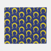 Yellow Crescent Moon Blue Night Sky Star Astronomi Fleece Deken (Voorkant (Horizontaal))
