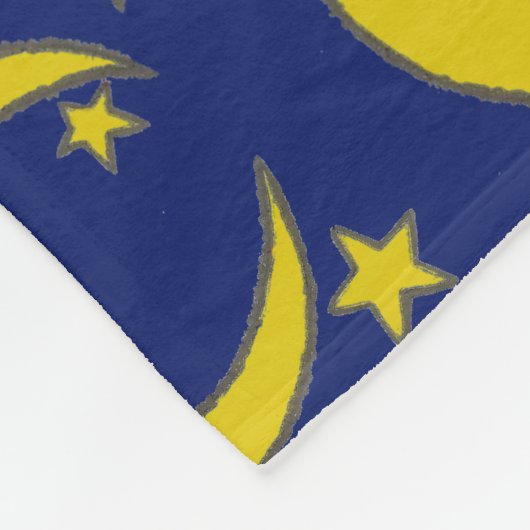 Yellow Crescent Moon Blue Night Sky Star Astronomi Fleece Deken (Hoek)