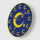 Yellow Crescent Moon Blue Night Sky Star Astronomi Grote Klok (Hoek)
