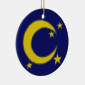 Yellow Crescent Moon Blue Night Sky Star Astronomi Keramisch Ornament (Rechts)