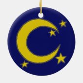 Yellow Crescent Moon Blue Night Sky Star Astronomi Keramisch Ornament (Achterkant)