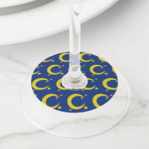 Yellow Crescent Moon Blue Night Sky Star Prom Gala