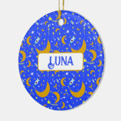 Yellow Crescent Moons schieten Star Space Raketten Keramisch Ornament (Links)