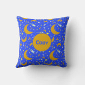 Yellow Crescent Moons schieten Star Space Raketten Kussen (Achterkant)