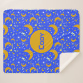 Yellow Crescent Moons schieten Star Space Raketten Sherpa Deken (Voorkant (horizontaal))