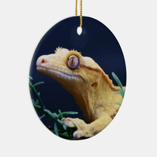 Yellow Crested Gecko Resting Keramisch Ornament (Rechts)