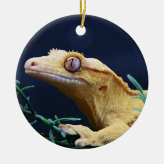 Yellow Crested Gecko Resting Keramisch Ornament (Voorkant)
