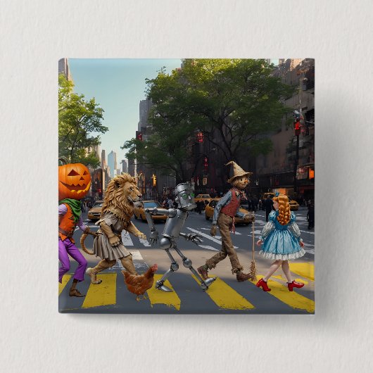 yellow crosswalk vierkante button 5,1 cm (Voorkant)