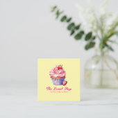 Yellow Cupcake Bakery Card | Editable Logo Vierkante Visitekaartje (Staand voorkant)