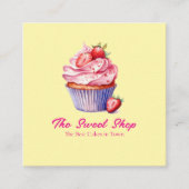 Yellow Cupcake Bakery Card | Editable Logo Vierkante Visitekaartje (Voorkant)