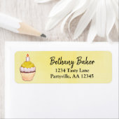 Yellow Cupcake Birthday Adres Etiket (Insitu)