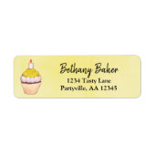 Yellow Cupcake Birthday Adres Etiket (Voorkant)