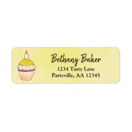 Yellow Cupcake Birthday Adres Etiket
