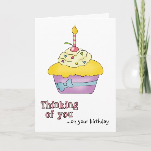 Yellow Cupcake Birthday Card Kaart (Voorkant)