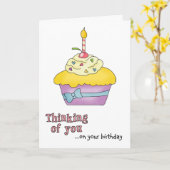 Yellow Cupcake Birthday Card Kaart (Gele Bloem)